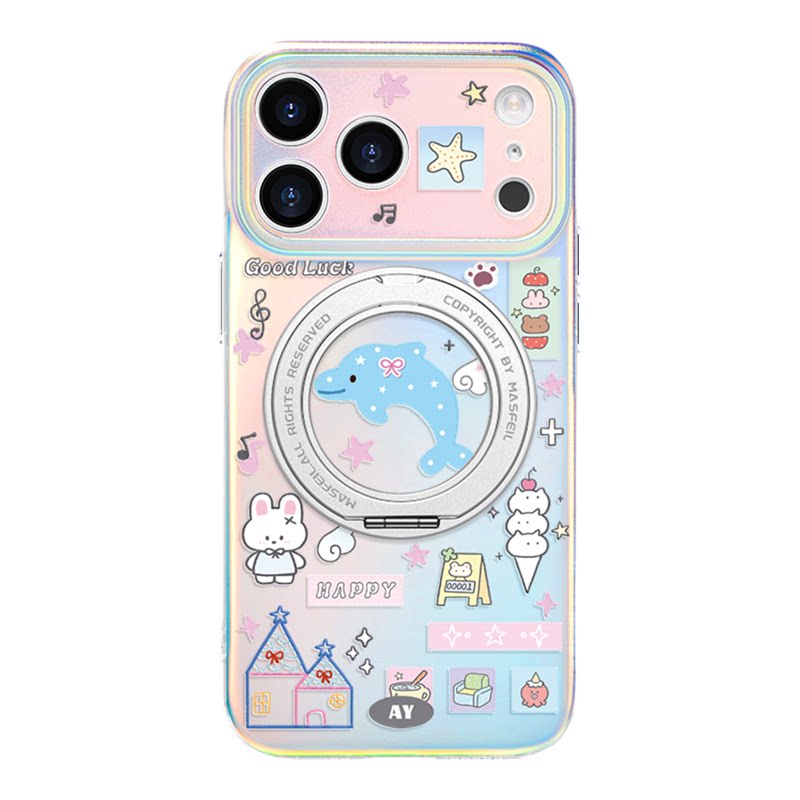 ANGYING × 星梦海豚适用苹果18promax手机壳新款iphone17pro磁吸带支架ip16支点Lo5套全包高级感超薄女15/13