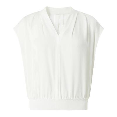 IMM尹默真丝双乔绉V领无袖衬衫