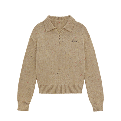 「MISAZ」城堡少女 卡通提花俏皮polo领毛衣 冬季杂色温暖针织衫