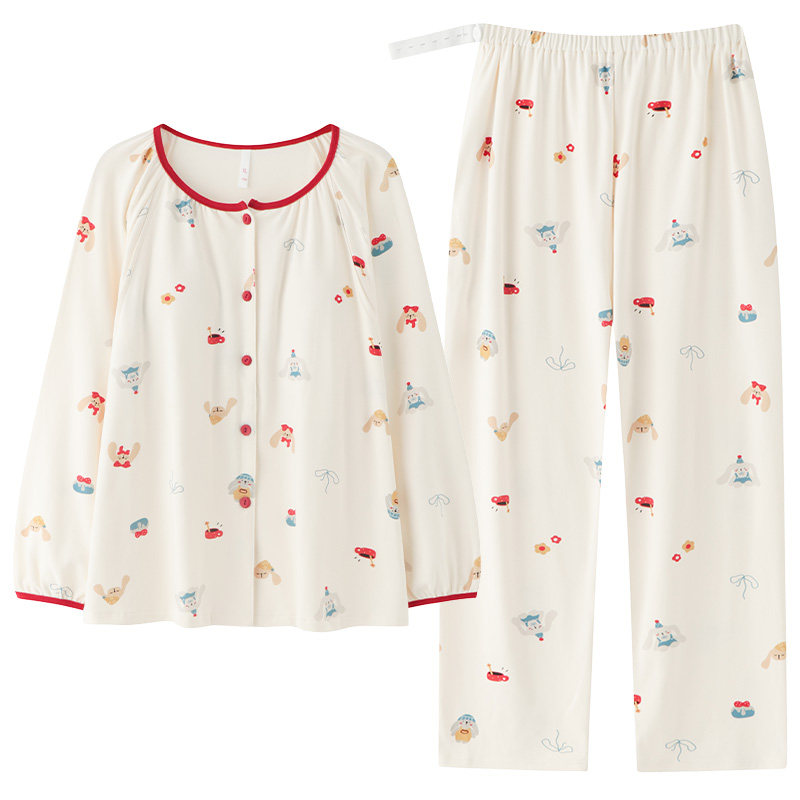 纯棉带胸垫月子服套装产后产妇