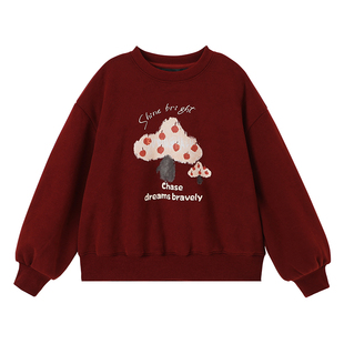 布丁哈鲁冬装童装女童洋气上衣2026秋冬新款儿童加绒卡通印花卫衣