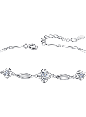 三生花纯银手链女四叶草