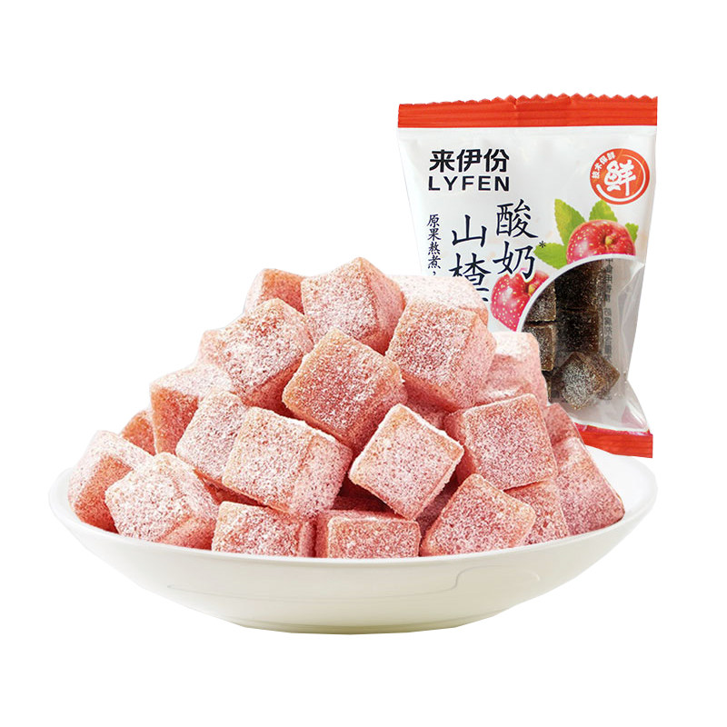 来伊份酸奶山楂丁500g蜜饯果脯原果糕儿童休闲零食品小包装来一份