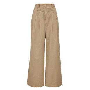 Vero Moda休闲裤女夏季中腰褶皱直筒休闲纯棉3252PL004
