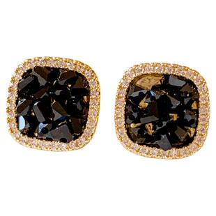 秋冬黑色锆石耳钉女2025新款爆款轻奢高级感气质大气耳环精致耳饰