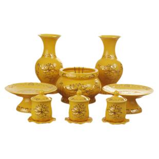 香炉家用室内供佛陶瓷佛前套装佛具用品大全莲花供果果盘摆件供具