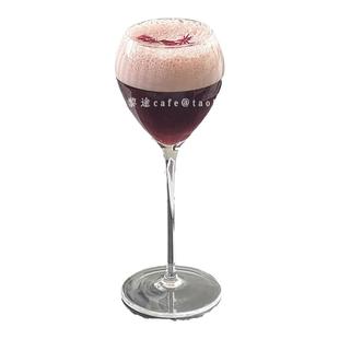 古典ins风条纹高脚杯冰美式拿铁咖啡杯创意鸡尾酒特调玻璃饮品杯