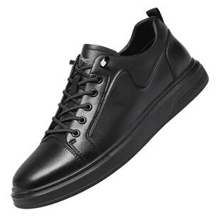 红蜻蜓男鞋春季2025新款皮面男士板鞋黑色休闲平底鞋子男百搭潮鞋