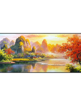 新中式风客厅纯手绘油画高端定制