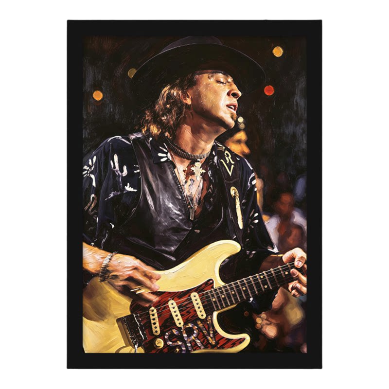 SRV吉他大师海报装饰 Stevie Ray Vaughan带框挂画免打孔摇滚壁画