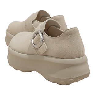 白色厚底勃肯鞋女2026新款春季真皮鞋子内增高女鞋百搭休闲鞋单鞋