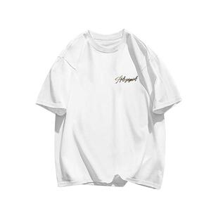 美式潮牌vibe正肩圆领短袖男款夏季痞帅街头oversize纯棉半袖t恤