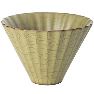 哥窑茶杯主人杯陶瓷品茗杯单个一人喝茶精致斗笠杯开片可养茶具