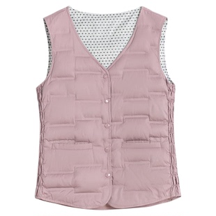 雅鹿羽绒马甲女2025冬新款V领修身背心无缝羽绒服内胆轻薄马夹