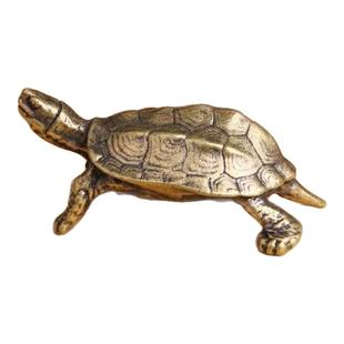 纯黄铜仿真小乌龟摆件桌面茶宠创意手把玩件鱼缸微景观造景装饰品