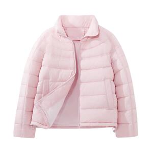 班尼路粉色立领排骨棉服女冬季新款保暖亲肤韩版休闲短棉袄外套Q
