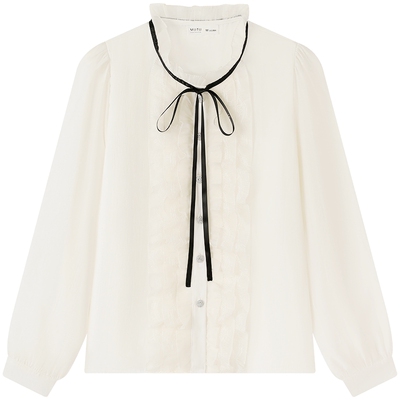 慕兔法式立领长袖衬衫