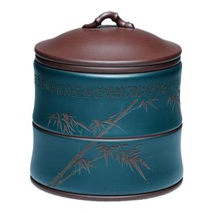 宜兴紫砂茶叶罐粗陶七子饼普洱茶叶密封罐中式茶缸茶桶储存罐茶具