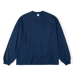 IDLT 320g重磅【宽松口袋】落肩宽松长袖T恤 白厚特加大码潮ins