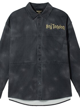 【朋克少年】BOYLONDON情侣金色字母满底长袖衬衫外套N21004
