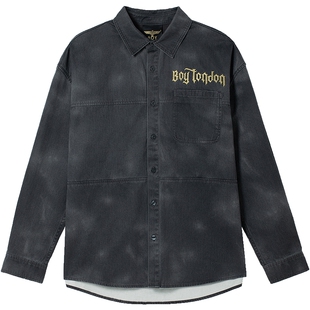 【朋克少年】BOYLONDON情侣金色字母满底长袖衬衫外套N21004