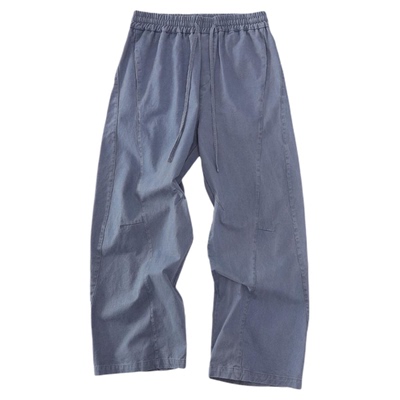 高街复古做旧重磅弯刀阔腿男裤