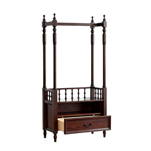 纯实木衣帽架卧室挂衣架收纳架水性漆环保白蜡木客厅挂衣