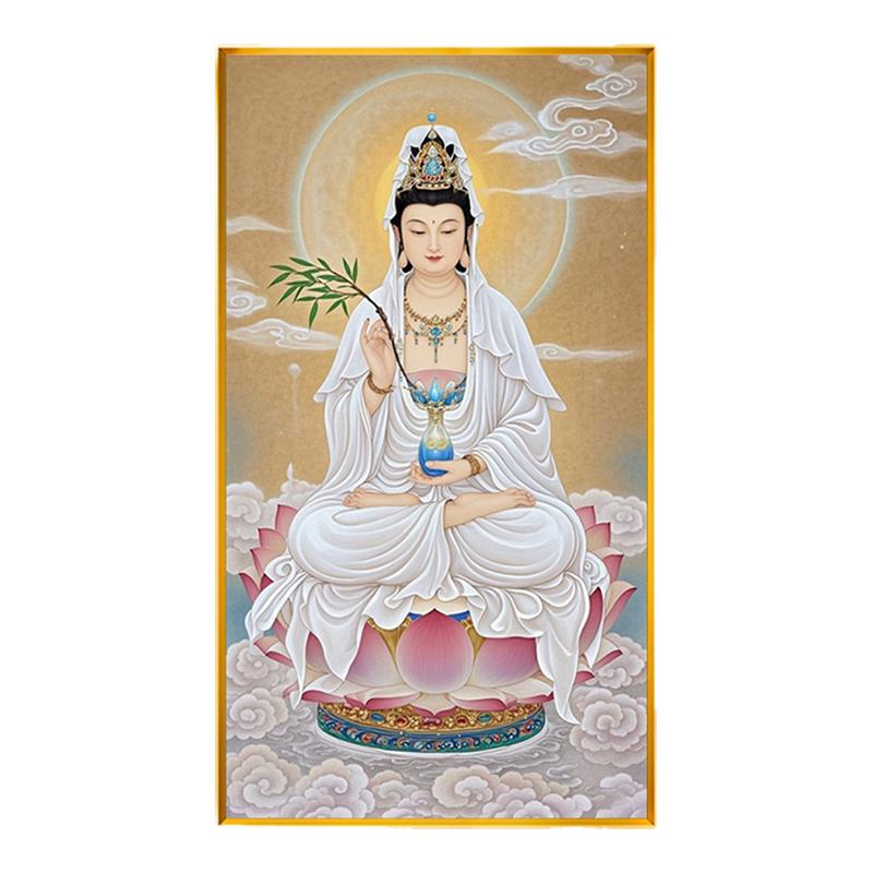 人物满绣2025新款线绣竖版观音十字绣坐莲观音十字绣莲花菩萨挂画