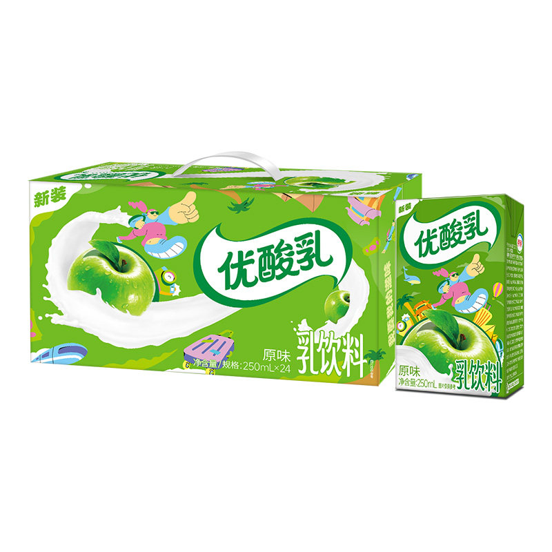 伊利优酸乳250ml*24盒原味草莓AD钙学生早餐含乳饮品袋装钙奶混合 原草实拍商品图