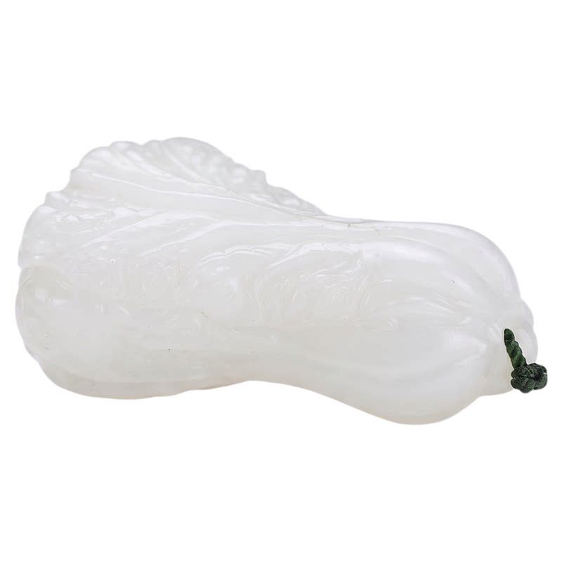 天然阿富汗白玉白菜吊坠百财
