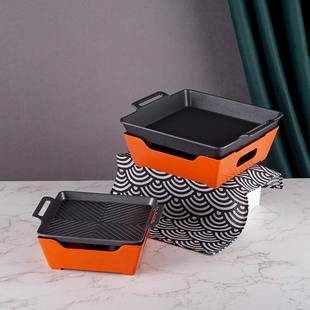 铝合金不粘长方形烤鱼炉烤鱼商用份盘牛蛙纸包酒精海鲜大咖鱼锅小