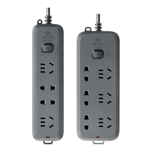 公牛插座面板多孔插排多插位正品多功能延长线云墨灰黑插线板插板