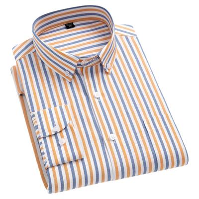 中老年纯棉长袖衬衫男士