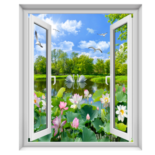 假窗户风景画竖版客厅房间装饰画沙发背景墙贴壁画温馨浪漫墙画