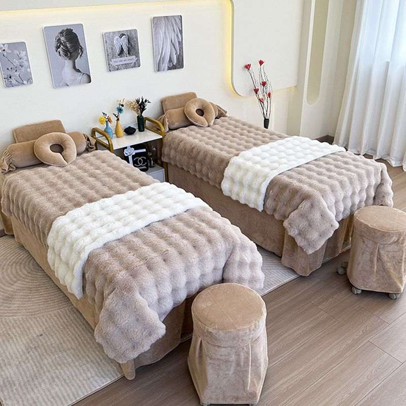 美容床罩四件套床罩轻奢高级感泡泡绒按摩理疗头疗床专用床套纯色