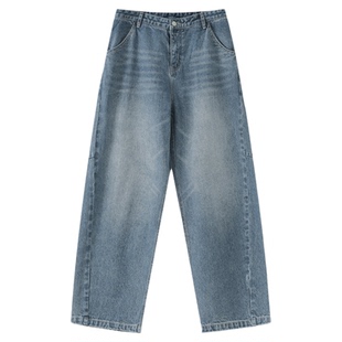 吕小虎ACTUP 2026春季水洗弯刀牛仔裤男美式阔腿直筒裤耐磨长裤子