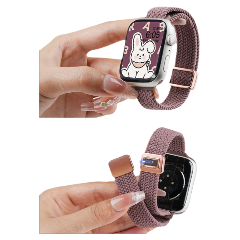 适用苹果iwatchS12表带ultra4手表带applewatchs11/10夏天新款S9尼龙8编织7磁吸高级透气E女iphone小蛮腰细款