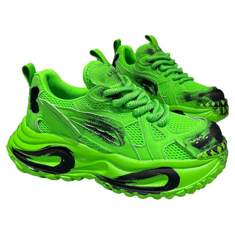夏季男透气网面厚底增高老爹鞋