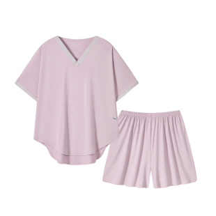 肥熊家带胸垫睡衣女士夏季莫代尔加肥加大码胖mm 200斤家居服夏款