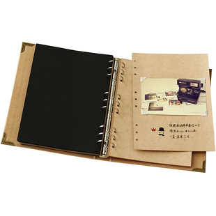 9孔空白活页本子DIY黑色手帐同学录思维导图笔记本子精致手工相册