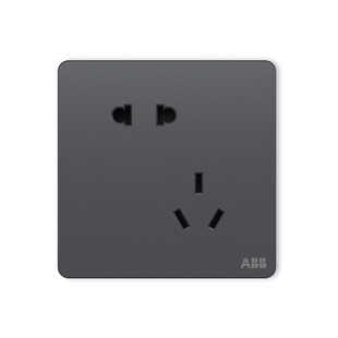 ABB隽致太空灰色开关插座一开二开三孔16A五孔双USB家用86型面板