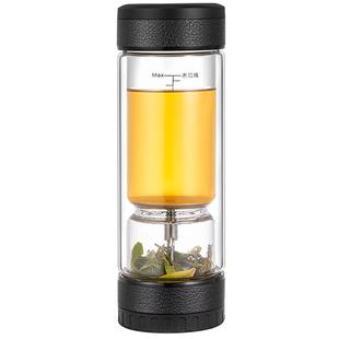 茶之恋茶杯茶水分离式水杯男士款双层耐高温杯子玻璃杯家用泡茶杯