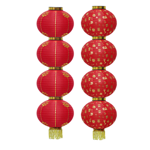 户外防水绸布大红灯笼串金边百福圆连串灯笼挂饰春节新年广告灯笼