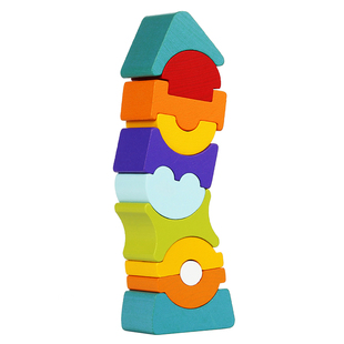 Cubika欧洲进口木制儿童积木玩具1-2岁堆积金字塔