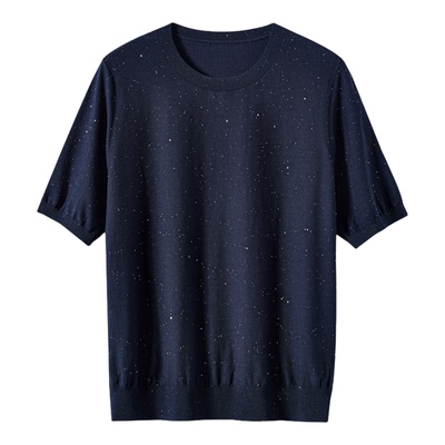 King Deer/鹿王“满天星”气质修身显瘦针织短袖时尚百搭L805069