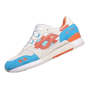 代购Asics x MITSUI GEL-LYTE III 07亚瑟士联名限定蓝橙跑鞋刺绣