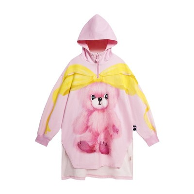 pocoblush丝带小熊斗篷加绒卫衣