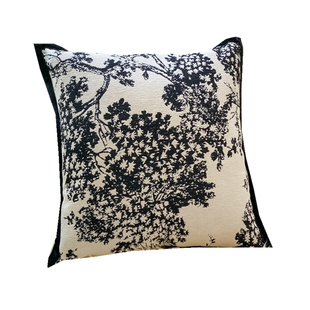 轻奢黑白金抽象线条刺绣抱枕样板间客厅沙发靠垫飘窗居家枕套靠背