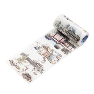 三渡国风手帐胶带 苍辰南阁 中国古风亭台楼阁雪景手账造景装饰贴