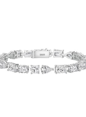 Witther原创设计不规则切割水滴方形排钻手链轻奢高级满钻925银女